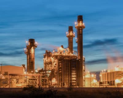 Power plant at dusk
